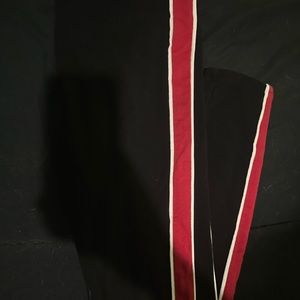 Red and white striped black tights size S